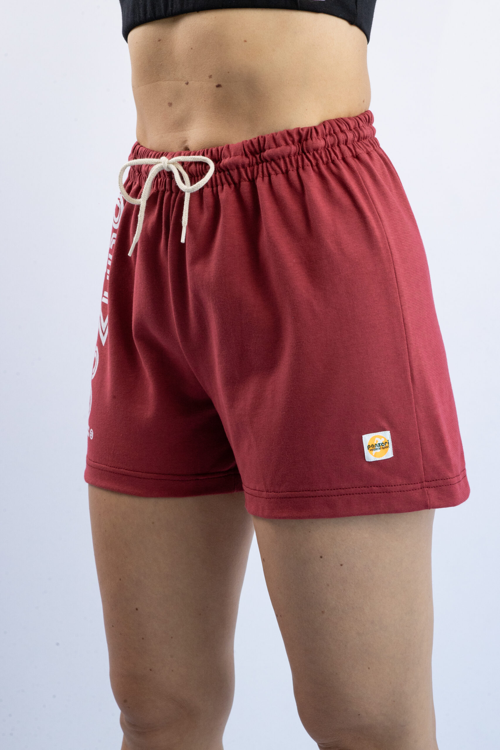 Short Femme – Uni A – Bordeaux / Blanc – Image 4