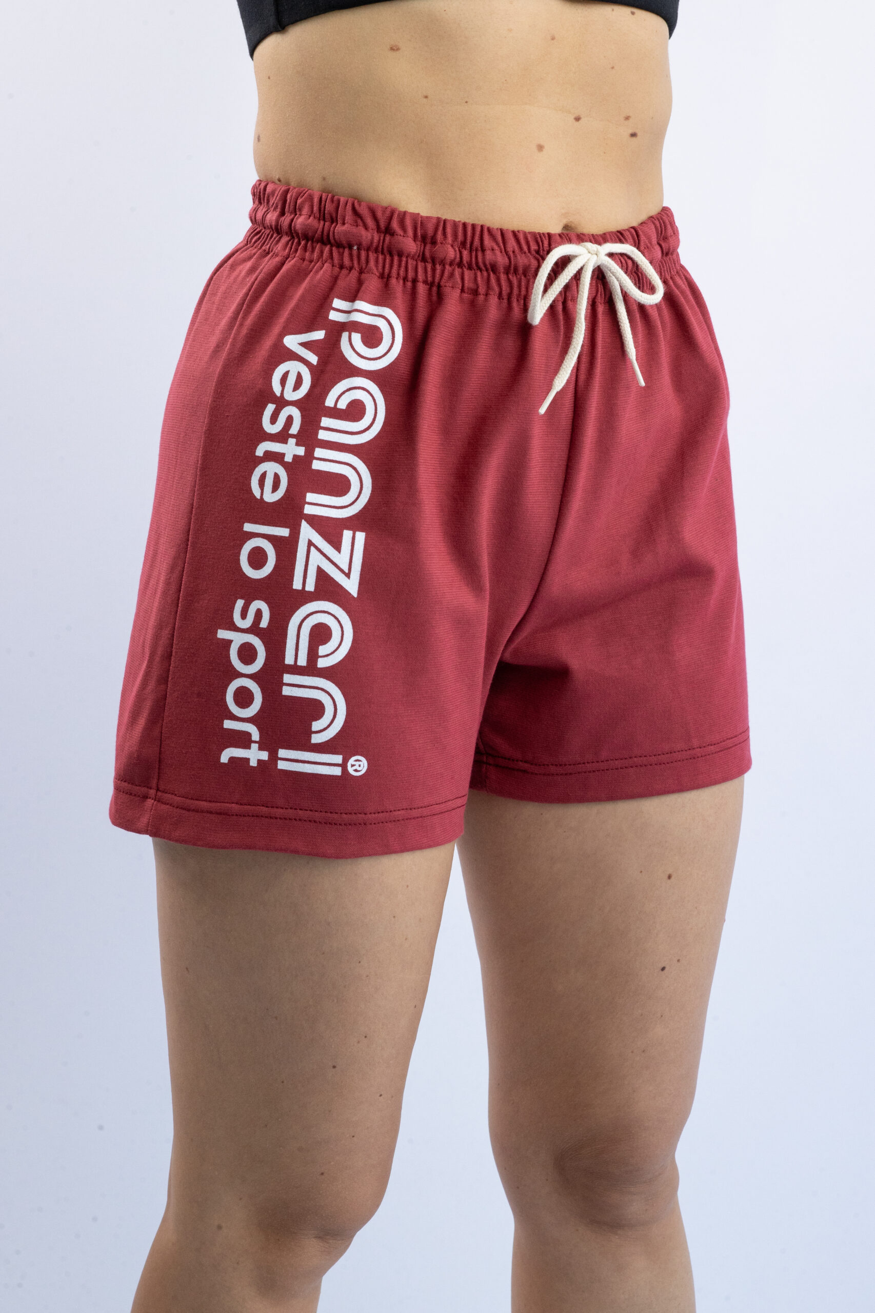 Short Femme – Uni A – Bordeaux / Blanc – Image 5