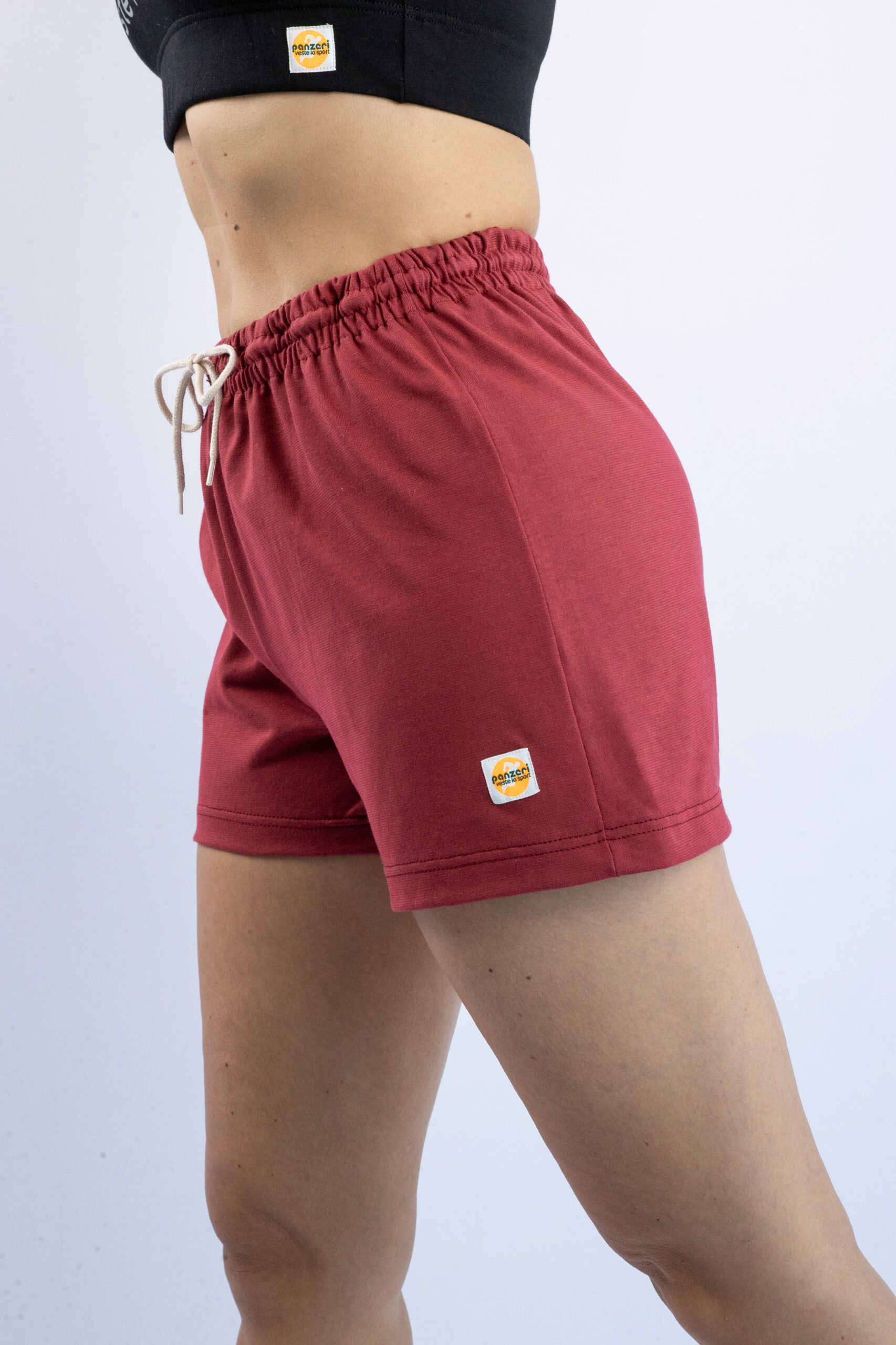 Short Femme – Uni A – Bordeaux / Blanc – Image 6