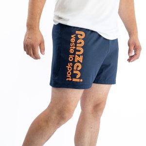 Short Homme – Uni A – Bleu Marine / Orange Fluo