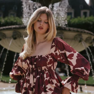 Haut à volants à imprimé fleuri - Rouge