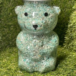 Ama l’Ourson rempli de pépites en pierre naturelle Amazonite