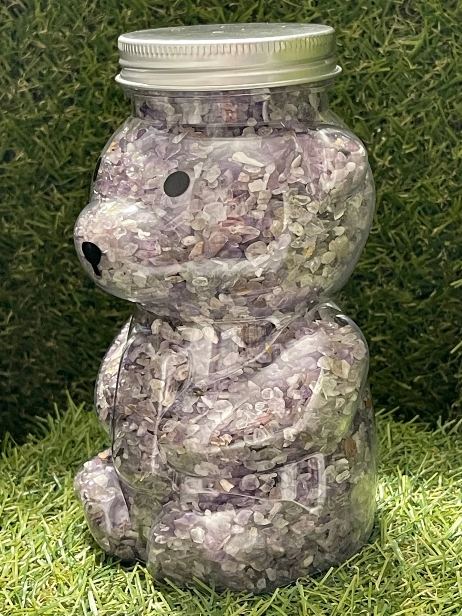 Amé l’Ourson rempli de pépites en pierre naturelle Améthyste – Image 3