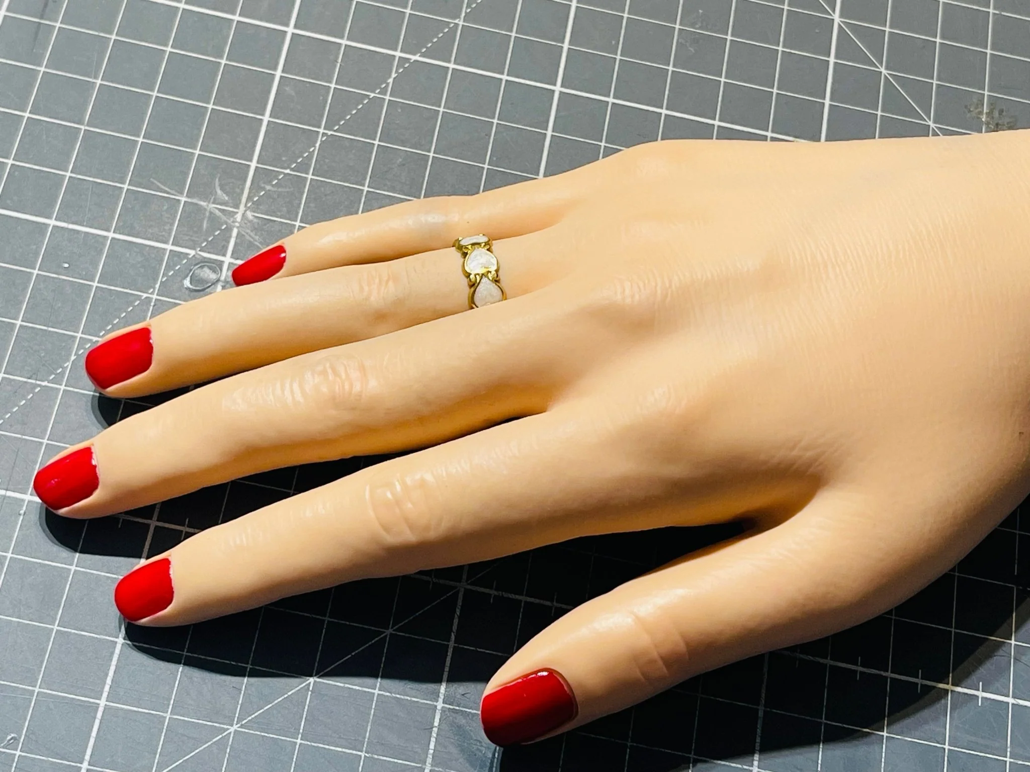 Bague cœur blanc, taille réglable – Image 3