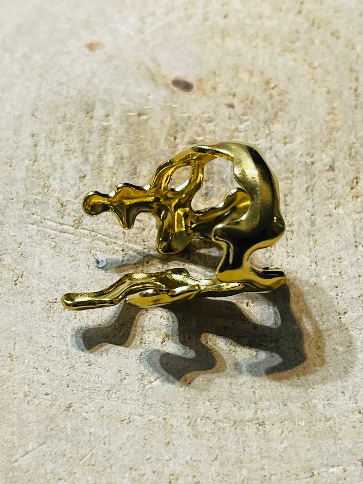 Bague corail en acier inoxydable doré , Taille réglable – Image 5