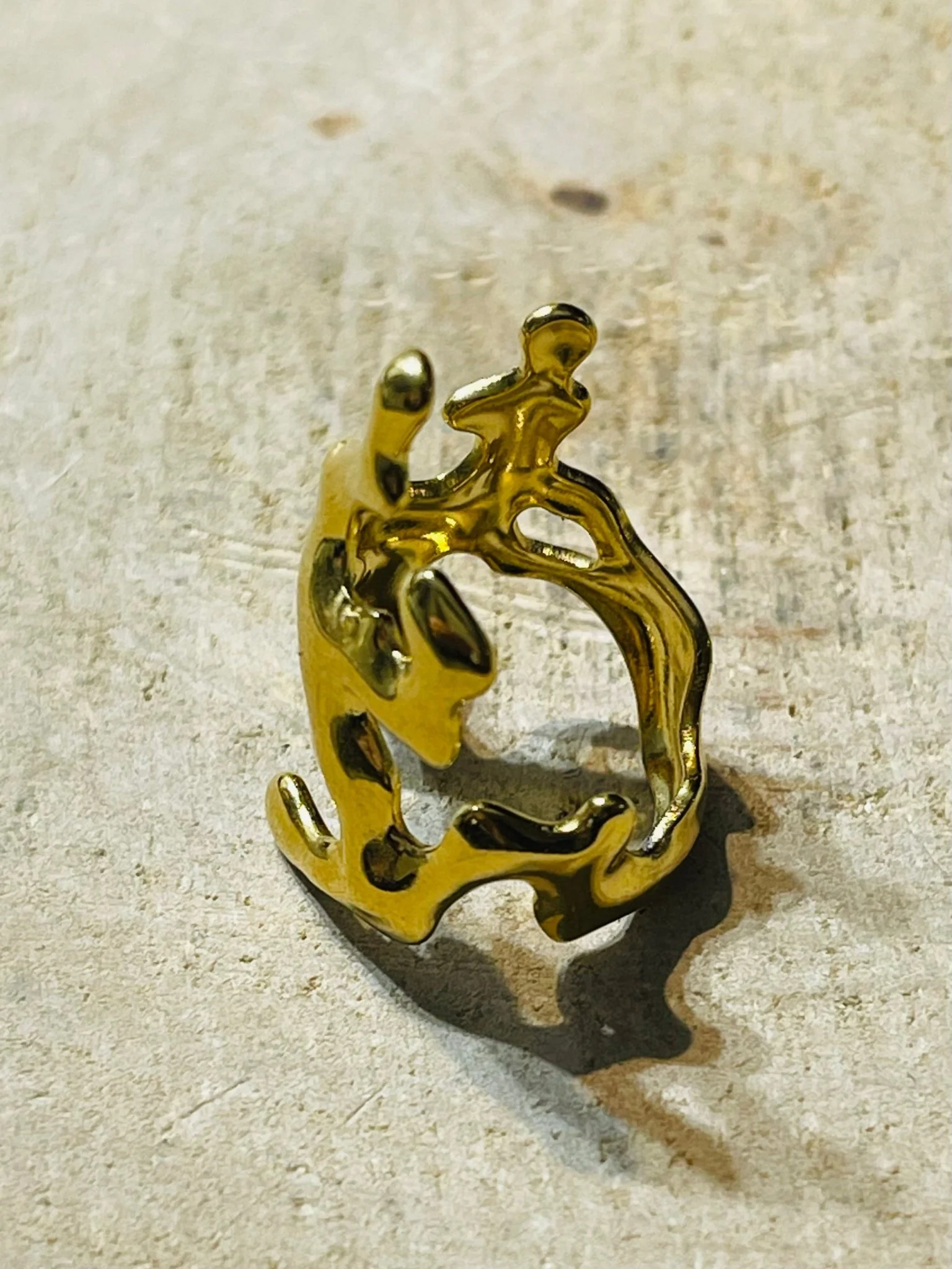 Bague corail en acier inoxydable doré , Taille réglable – Image 4