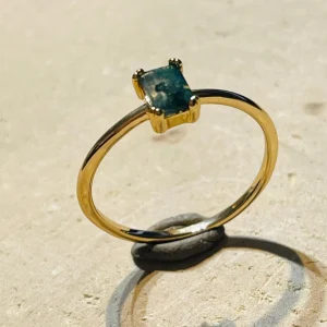 Bague doré en Agate mousse, taille 59