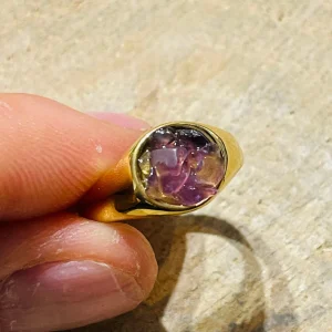 Bague dorée en Amethyste, Taille 55