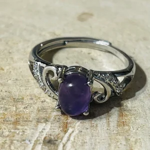 Bague en Amethyste et Diamant Cz, Taille réglable
