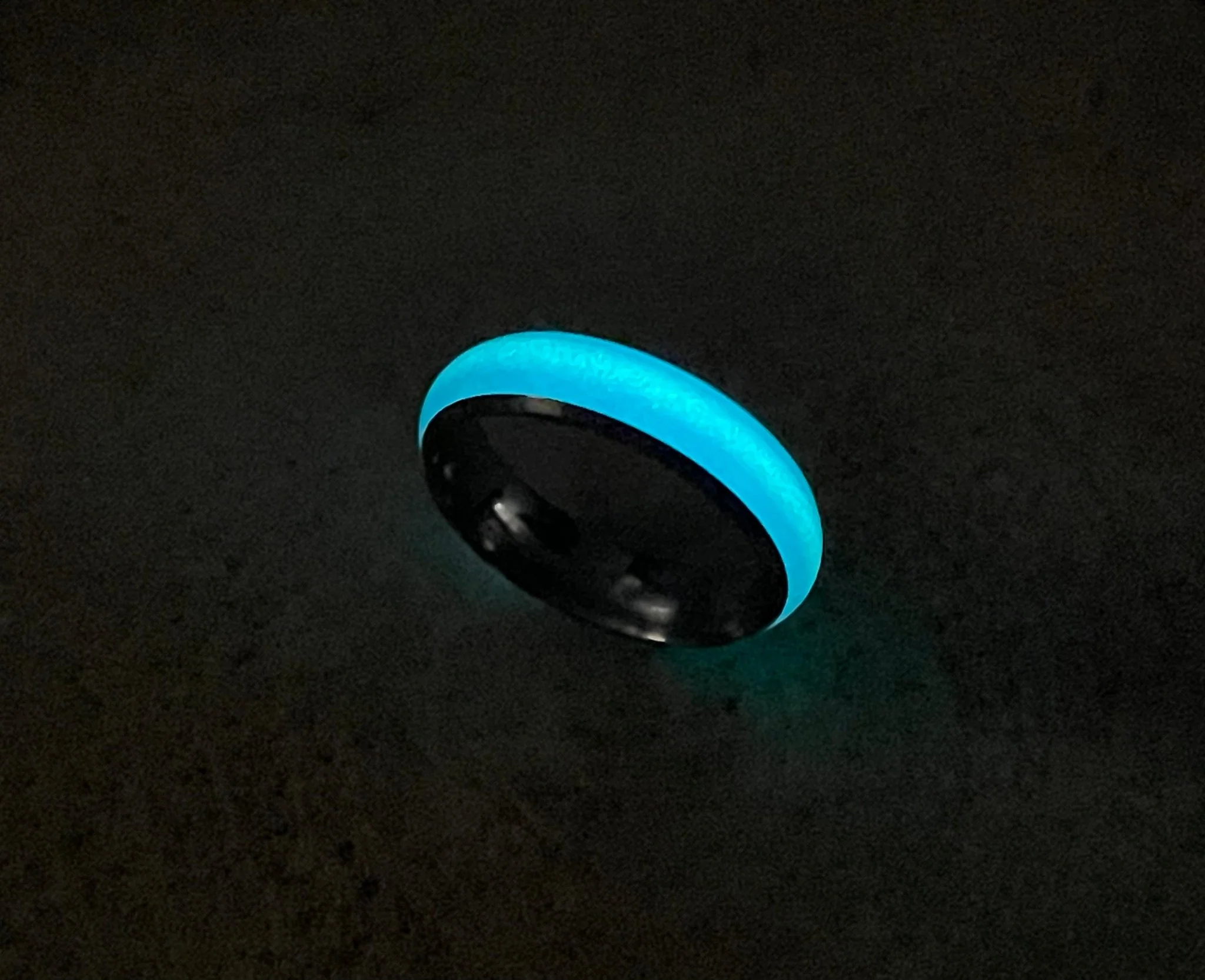 Bague phosphorescente bleue en Acier, taille 54