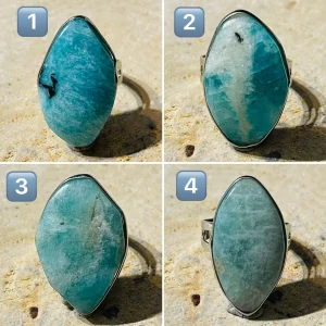 Bague sertie d’Amazonite au choix, taille réglable