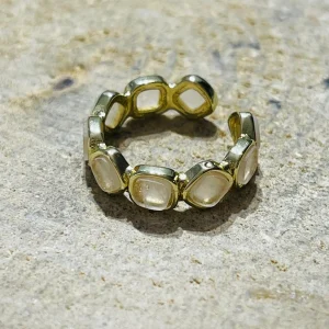 Bague sertie de Quartz rose (taille réglable)