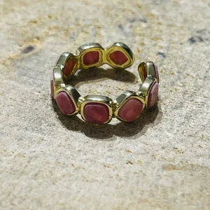 Bague sertie de Rhodonite (taille réglable)