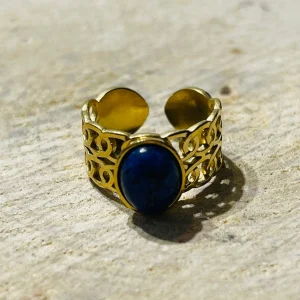 Bague sertie d´un Lapis lazuli, taille réglable