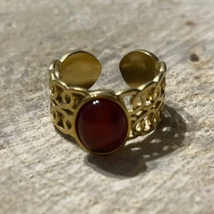 Bague sertie d´une Cornaline, taille réglable