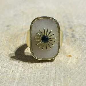 Bague Soleil sertie d’un Jade, Taille réglable