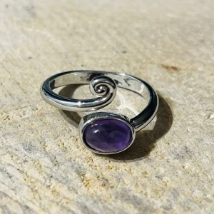 Bague vague en Améthyste ovale, Taille réglable