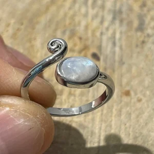 Bague vague en Péristérite ovale, Taille réglable