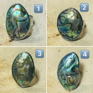 Bagues en coquille d’ormeau, taille réglable