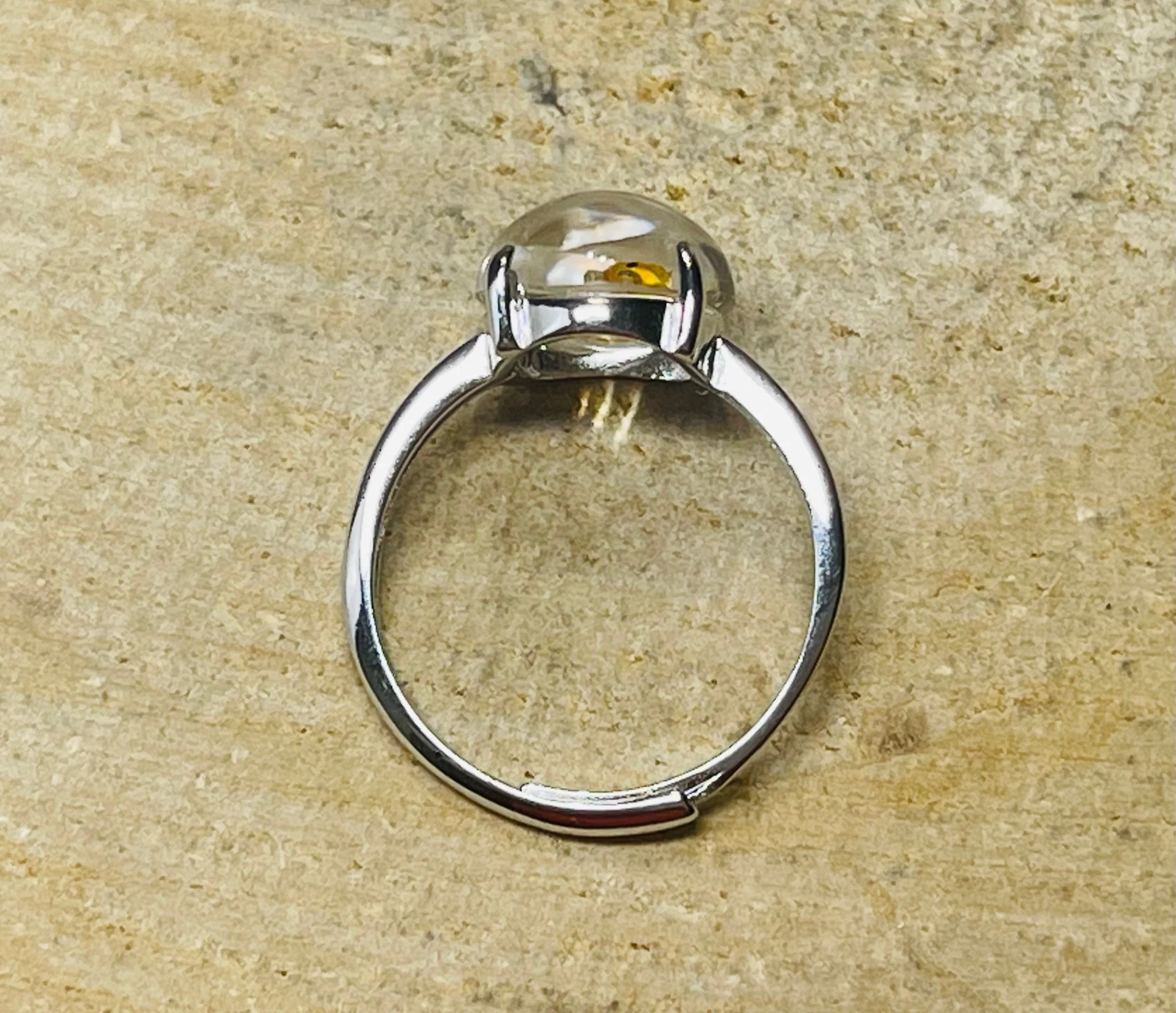 Exceptionnelle Bague en Quartz de pétrole enhydro (bulle d’eau) en Argent 925, taille réglable. – Image 8