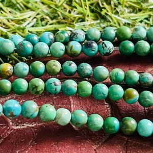 Perles naturelles en Turquoise d’Hubei en 4 mm