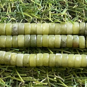 Perles naturelles Heishi en Jade en 6 mm