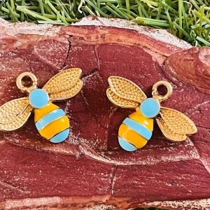 Lot de 5 breloques Abeille jaune et bleue pour bracelet
