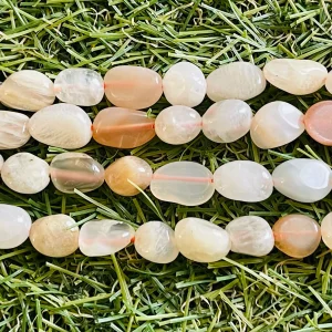 Perles naturelles en Pierre de lune pêche en Nuggets de 7 - 12 mm