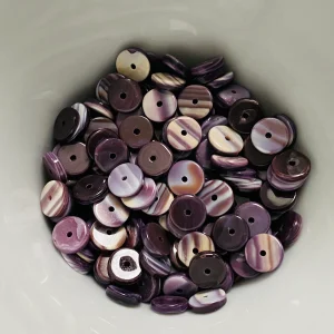Perles naturelles en Wampum rondelles en 6 mm (lot de 10)