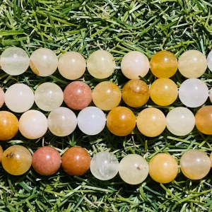 Perles naturelles en Jade Topaze en 6 mm