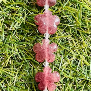 Lot de 5 perles naturelles Fleur en Quartz Fraise