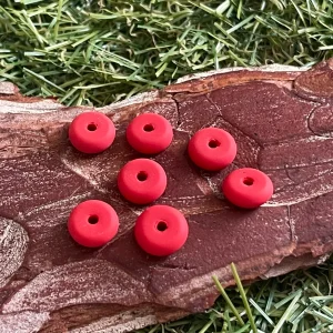 Lot de 20 Perles en Cinabre rondelle rouge