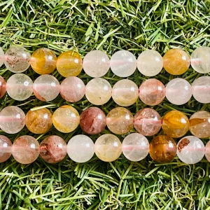 Perles naturelles en Quartz Hématoïde en 8 mm