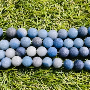 Perles en pierre naturelle en Aventurine bleue mate en 8 mm