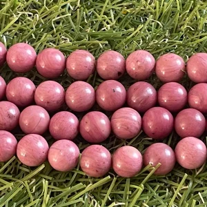Perles naturelles en Rhodonite foncée en 8 mm