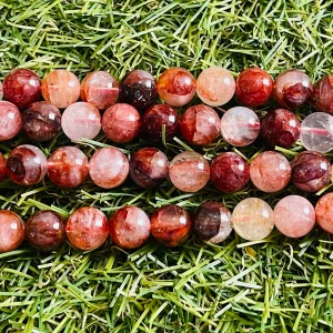 Perles naturelles en Quartz Hématoïde foncé en 8 mm