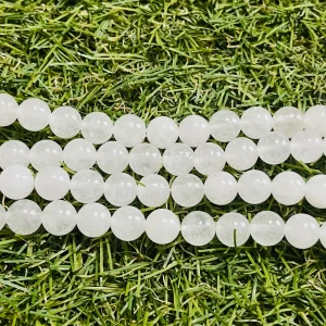 Perles en pierre naturelle en Jade blanc brumeux en 8 mm