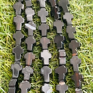 Lot de 10 Perles naturelles en Onyx en forme de croix