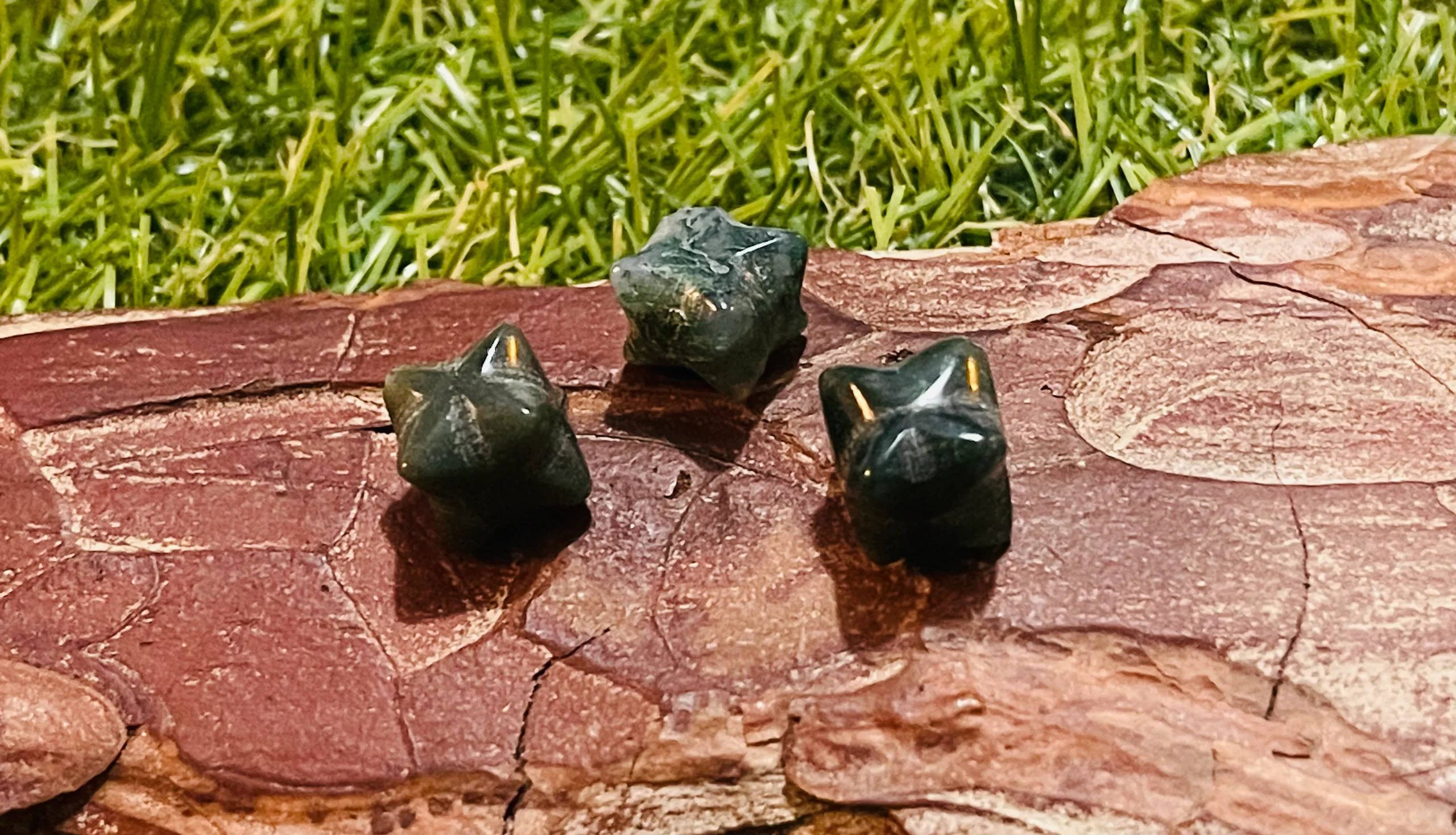 Lot de 5 Perles naturelles étoile 3D en Agate Mousse