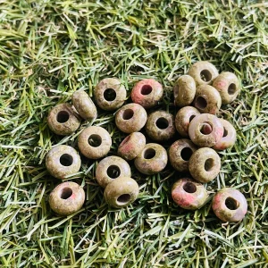 Perles naturelles en Unakite à grand trou