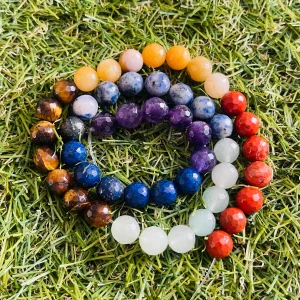 Fil de Perles naturelles 7 Chakras en 8 mm facettées