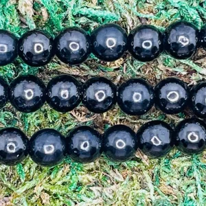 Lot de 10 Perles naturelles en Jais en 6 mm