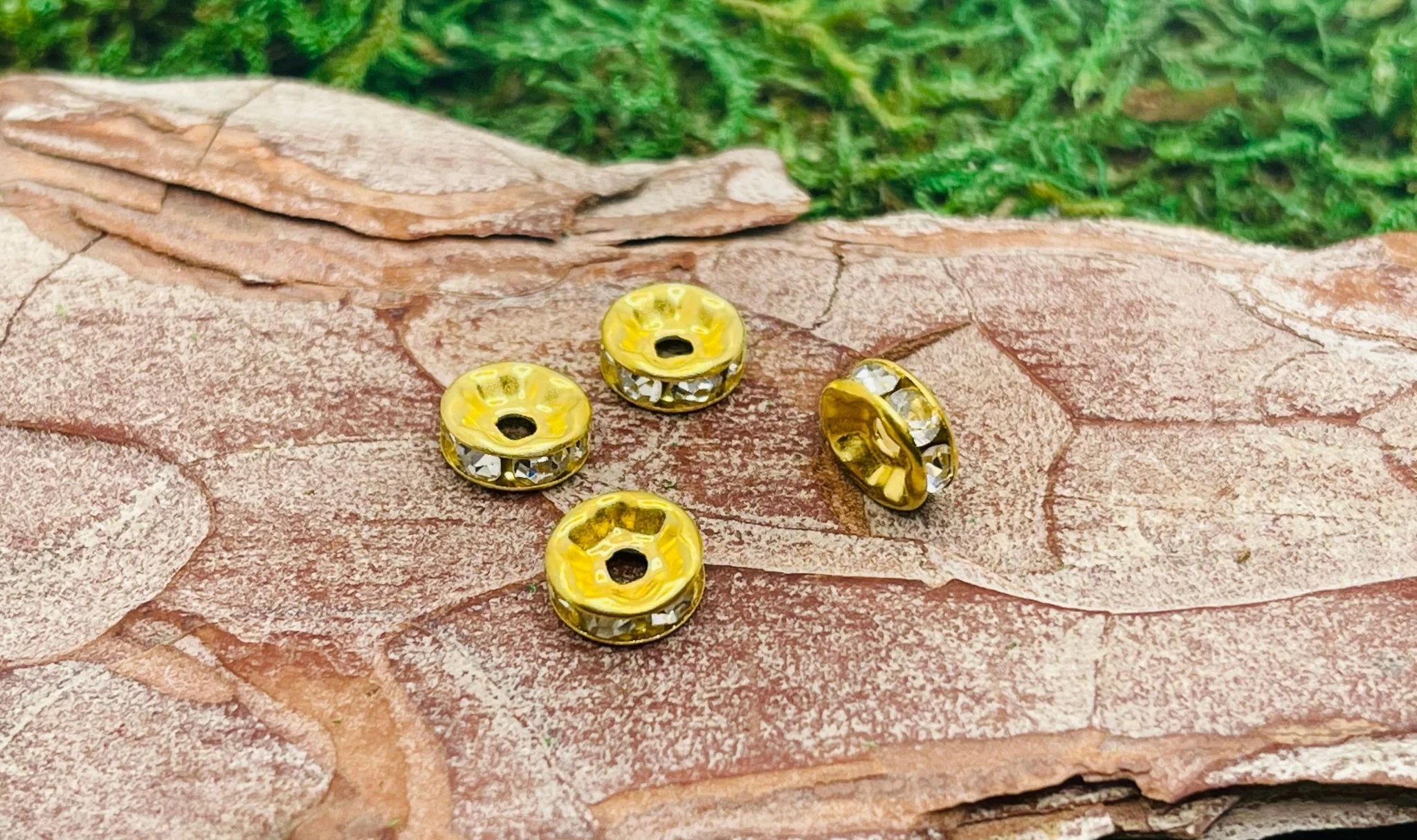 Lot de 20 intercalaires Rond diamant doré 8 mm pour bracelet – Image 2