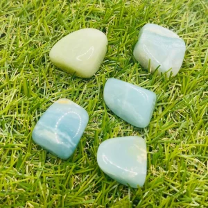Lot de 5 pierres roulées naturelles en Amazonite indienne