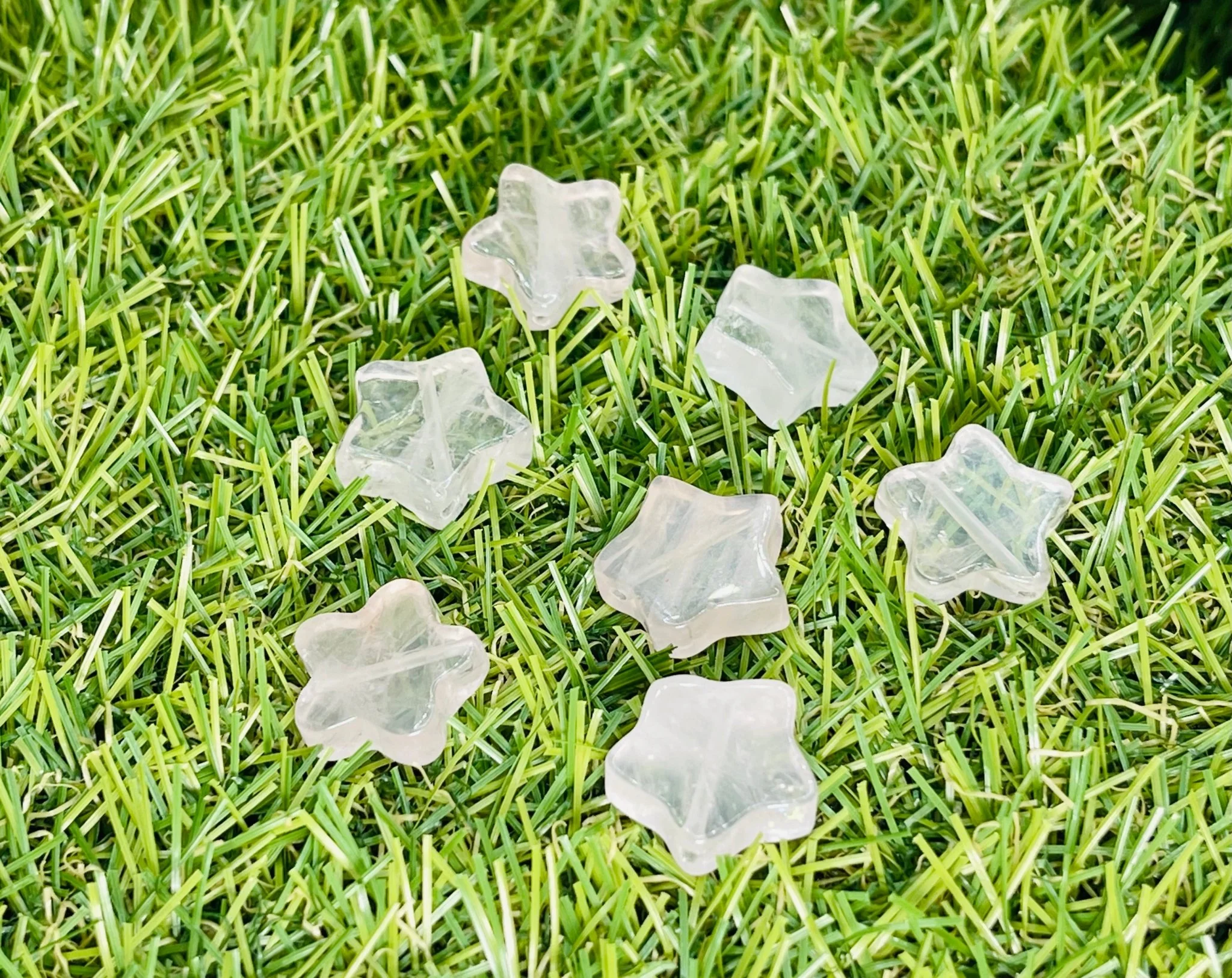 Lot de 5 Perles naturelles en Quartz rose Etoile