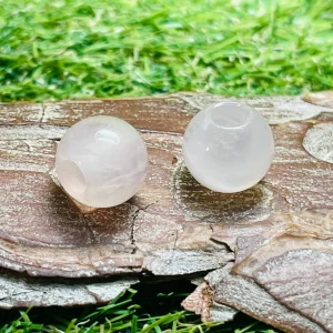 Lot de 5 Perles naturelles en Quartz rose avec grand trou