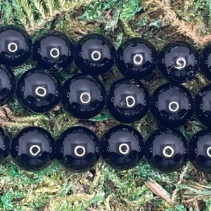 Lot de 5 Perles naturelles en Tourmaline noire en 16 mm