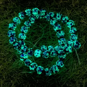 Lot de Perles Lumineuses en verre bleues jaunes 8 mm pour bracelet