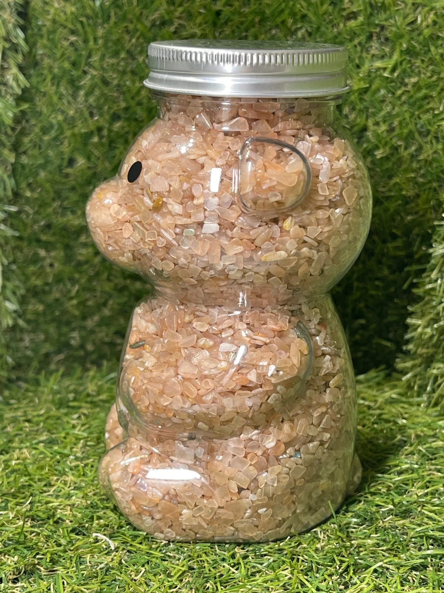 Luna l’Ourson rempli de pépites en pierre naturelle Pierre de lune pêche – Image 4