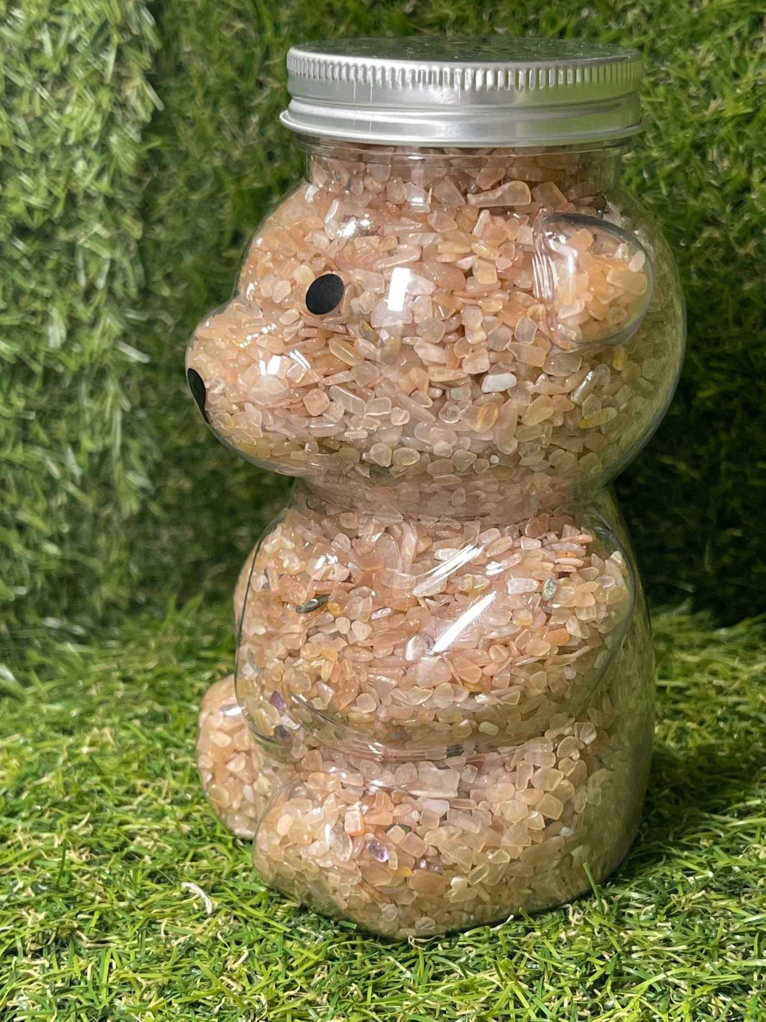 Luna l’Ourson rempli de pépites en pierre naturelle Pierre de lune pêche – Image 3